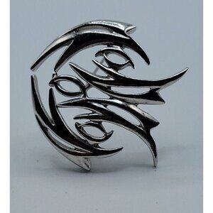 Norman Bel Geddes Brooch Pin Silver Tone Flow Of Motion Signed Estate Rare 1950s